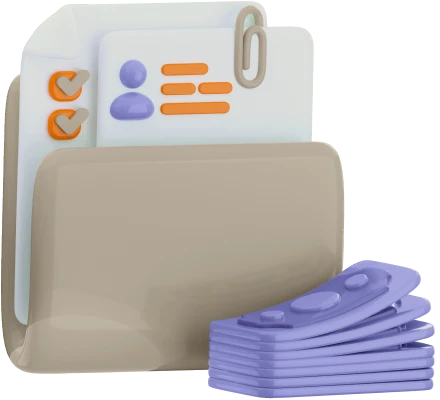 illustration 3D d'un tableau avec une courbe et une loupe