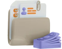 illustration 3D d'un dossier avec des fichiers dedans